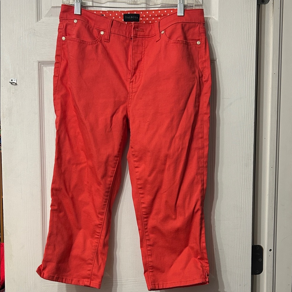 Talbots Bright Red Pants with Polka Dot Lining